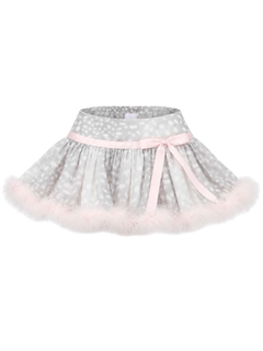 Snow Deer Print Chiffon Fur Mini Skirt(Grey)