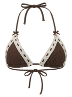 Coquette cotton eyelet bikini top in brown, coquette swimwear by Angel Ruche