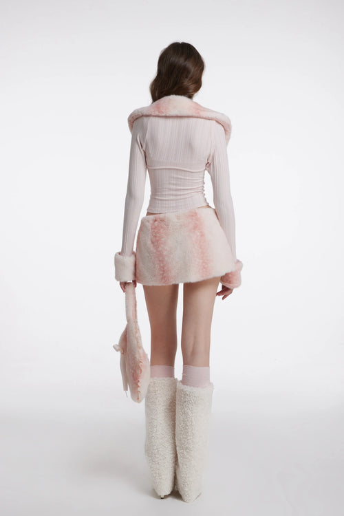 My True Form fawn fur bolero cardigan in pink by Angel Ruche, photo 11