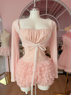 Delicate chiffon ruffle shorts in rose pink by Angel Ruche, photo 11