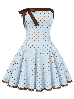 Dolly polka dot dress with petticoat in baby blue, dollette aesthetic by Angel Ruche