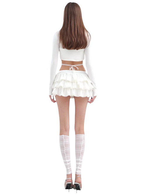 Ballerina Bliss ruffle mini skirt in cream white by Angel Ruche, photo 4