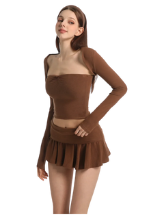 Pilate Princess bolero shrug cardigan in brown by Angel Ruche, photo 3