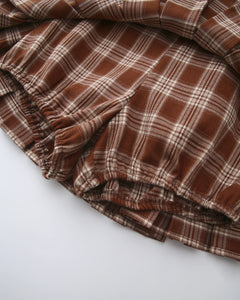 Girly Plaid pleated high rise skirt in brown by Angel Ruche, photo 7