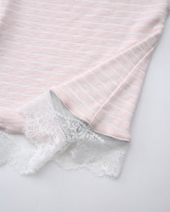 Muse cotton reversible lace cami in pink and grey stripe by Angel Ruche, photo 23
