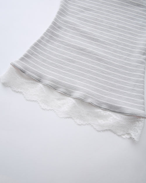 Muse cotton reversible lace cami in pink and grey stripe by Angel Ruche, photo 30