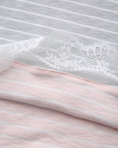 Muse cotton reversible lace cami in pink and grey stripe by Angel Ruche, photo 32
