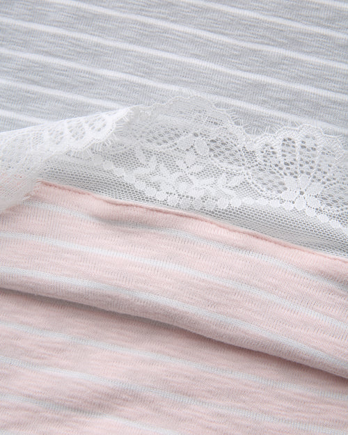 Muse cotton reversible lace cami in pink and grey stripe by Angel Ruche, photo 32