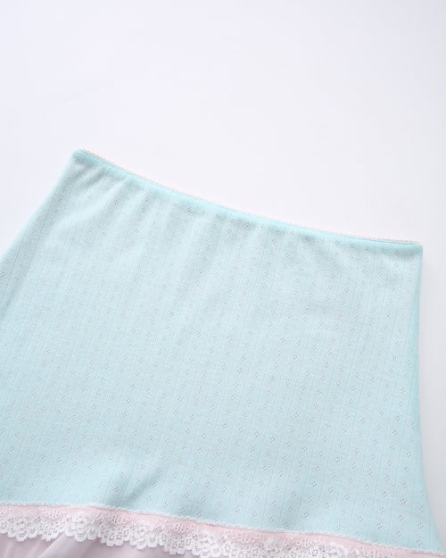 Dewdrop Reversible Lace Chiffon Skirt (Pink Teal)