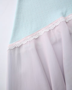 Dewdrop Reversible Lace Chiffon Skirt (Pink Teal)