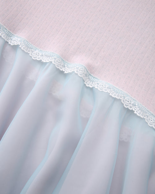 Dewdrop Reversible Lace Chiffon Skirt (Pink Teal)