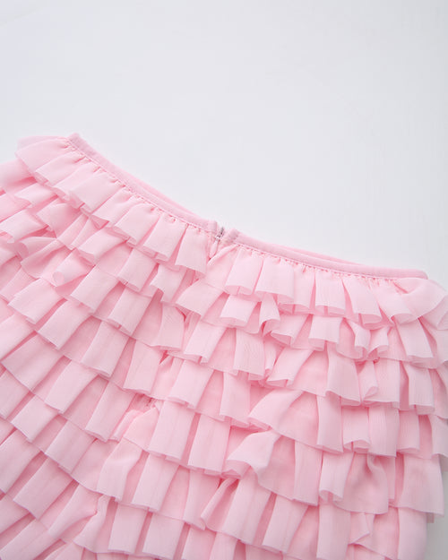Delicate pink chiffon ruffle shorts by Angel Ruche, photo 18