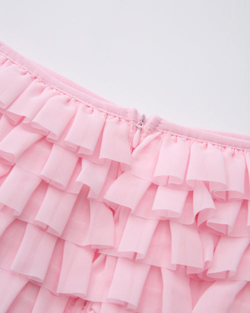 Delicate pink chiffon ruffle shorts by Angel Ruche, photo 14