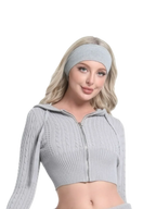 Cozy Cloud cable knit zip up cardigan in grey, cozy knitwear by Angel Ruche