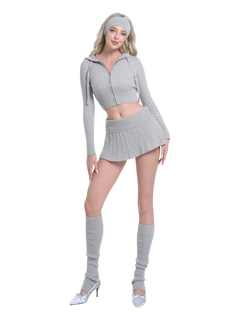 Cozy Cloud cable knit set in grey by Angel Ruche, photo 5