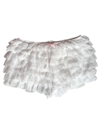 Delicate chiffon ruffle shorts with white lace, coquette bottoms by Angel Ruche