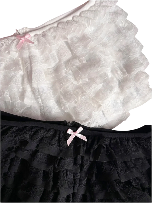 Delicate chiffon ruffle shorts with lace by Angel Ruche, photo 3