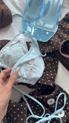 Coquette cotton eyelet bikini bottom in baby blue by Angel Ruche, photo 3