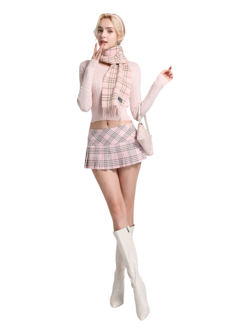 Girly Plaid pleated mini skirt in pink by Angel Ruche, photo 2