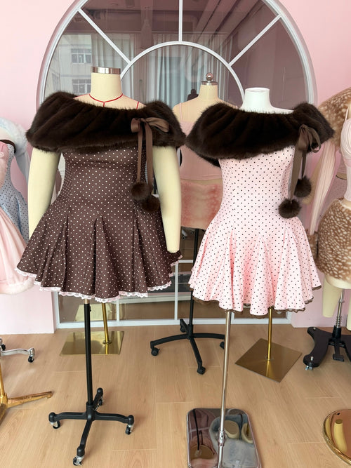 Dolly polka dot dress with petticoat in chocolate by Angel Ruche, photo 29