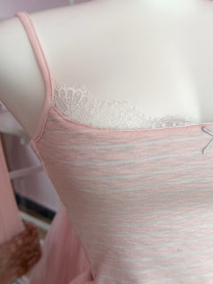 Muse cotton reversible lace cami in pink and grey stripe by Angel Ruche, photo 15