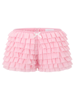 Delicate pink chiffon ruffle shorts, coquette bottoms by Angel Ruche