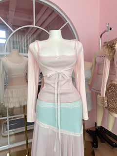 Dewdrop reversible lace set in pink and teal by Angel Ruche, photo 17
