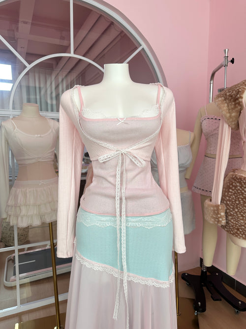 Dewdrop reversible lace set in pink and teal by Angel Ruche, photo 17
