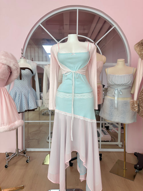 Dewdrop reversible lace set in pink and teal by Angel Ruche, photo 12