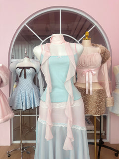 Dewdrop reversible lace set in pink and teal by Angel Ruche, photo 6
