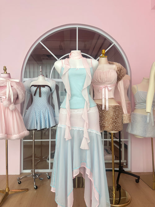 Dewdrop reversible lace set in pink and teal by Angel Ruche, photo 5