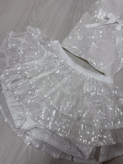 Diamond Fairy Dust sequin matching set in white by Angel Ruche, photo 10