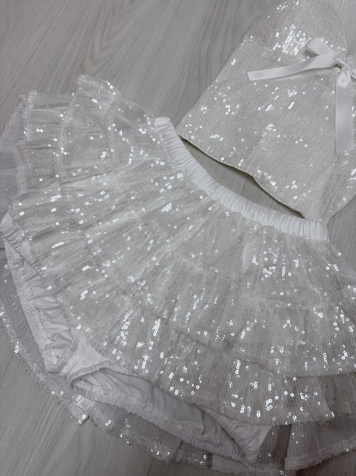 Diamond Fairy Dust sequin matching set in white by Angel Ruche, photo 10