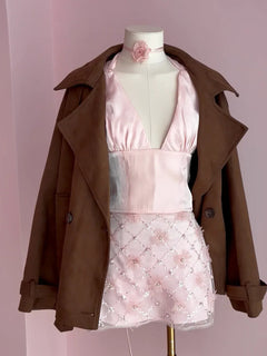 Averie beaded sequin skirt in pink by Angel Ruche, photo 14