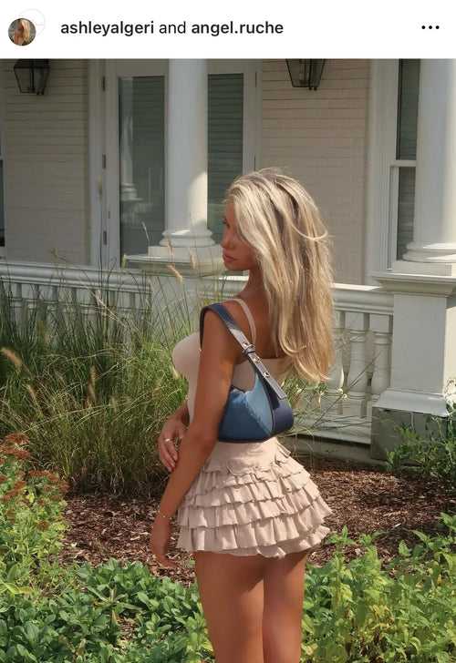 Serafina ruffle mini dress set in beige by Angel Ruche, photo 6