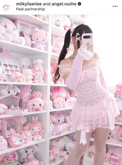 Sunset Petals lace mini dress in pink by Angel Ruche, photo 6