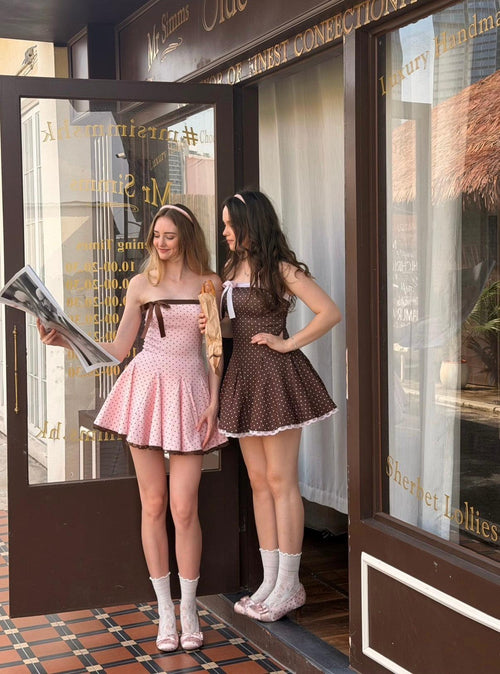 Dolly polka dot dress with petticoat in chocolate by Angel Ruche, photo 8