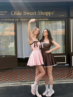 Dolly polka dot dress with petticoat in pink mocha by Angel Ruche, photo 8