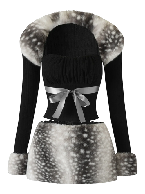 My True Form fawn fur bolero cardigan in black by Angel Ruche, photo 3