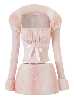 My True Form fawn fur bolero cardigan in pink by Angel Ruche, photo 3