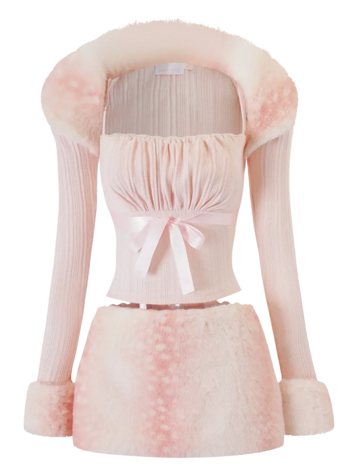 My True Form fawn fur bolero cardigan in pink by Angel Ruche, photo 3