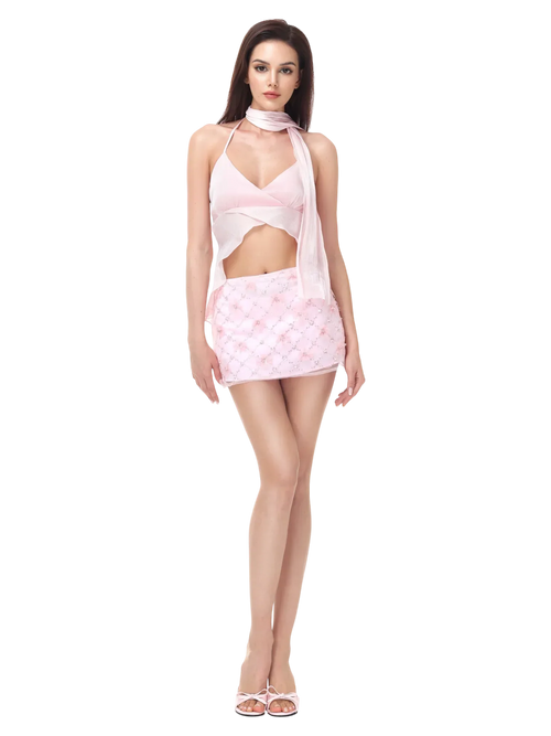 Pirouette skinny scarf in baby pink by Angel Ruche, photo 2