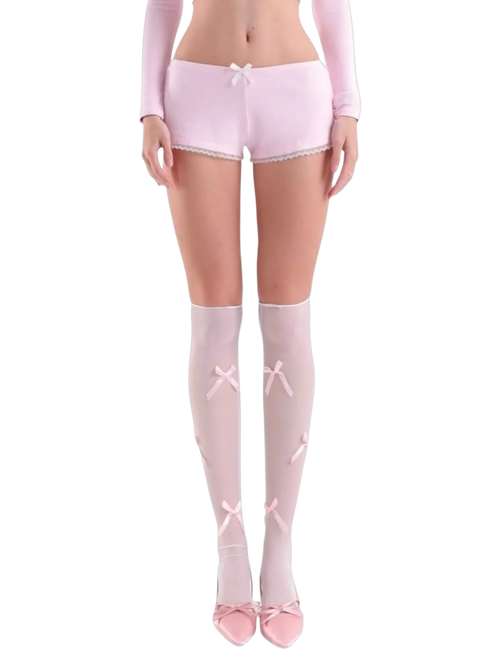 Tulle ribbon loose socks in pink by Angel Ruche, photo 3