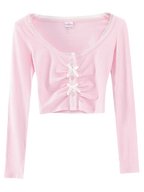 Angelic Allure lace bow crop top, coquette top by Angel Ruche