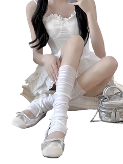 Ballerina leg warmer footless socks in white by Angel Ruche, photo 2