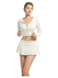 Marshmallow cable knit set in white, cozy knit matching set by Angel Ruche
