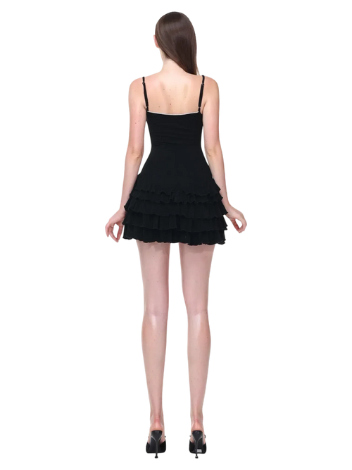 Serafina ruffle mini dress set in black by Angel Ruche, photo 8