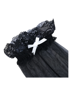 Ribbon lace thigh high socks in black by Angel Ruche, photo 3