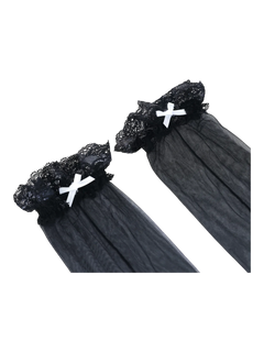Ribbon lace thigh high socks in black by Angel Ruche, photo 4