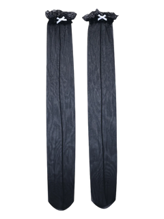 Ribbon lace thigh high socks in black by Angel Ruche, photo 5